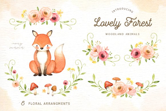 Lovely Forest Watercolor Clip Art
