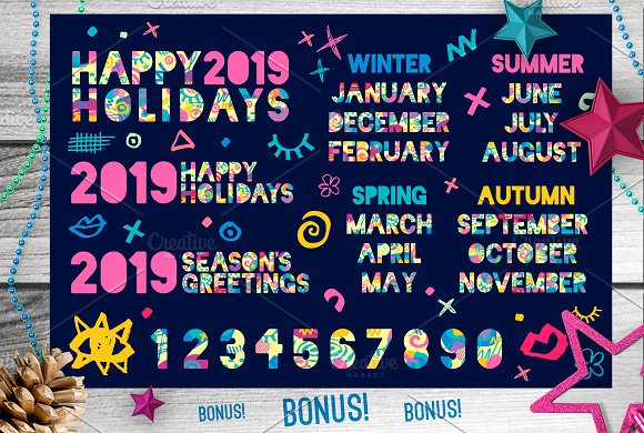2019 New Year Christmas Blue Bundle