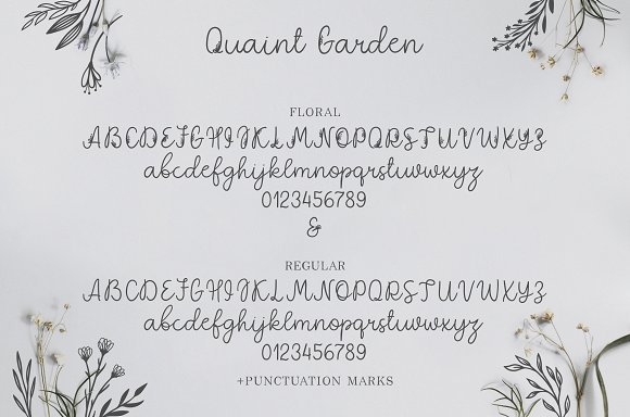 Quaint Garden Floral Font +EXTRAS
