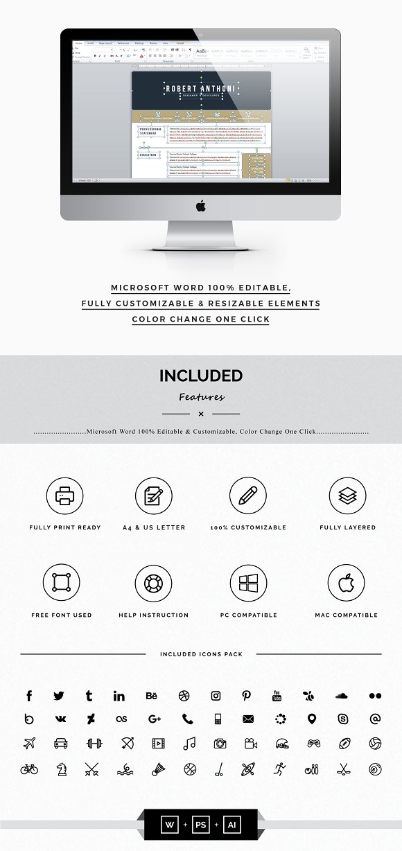 Word Resume Temlate | 4 Pages Pack