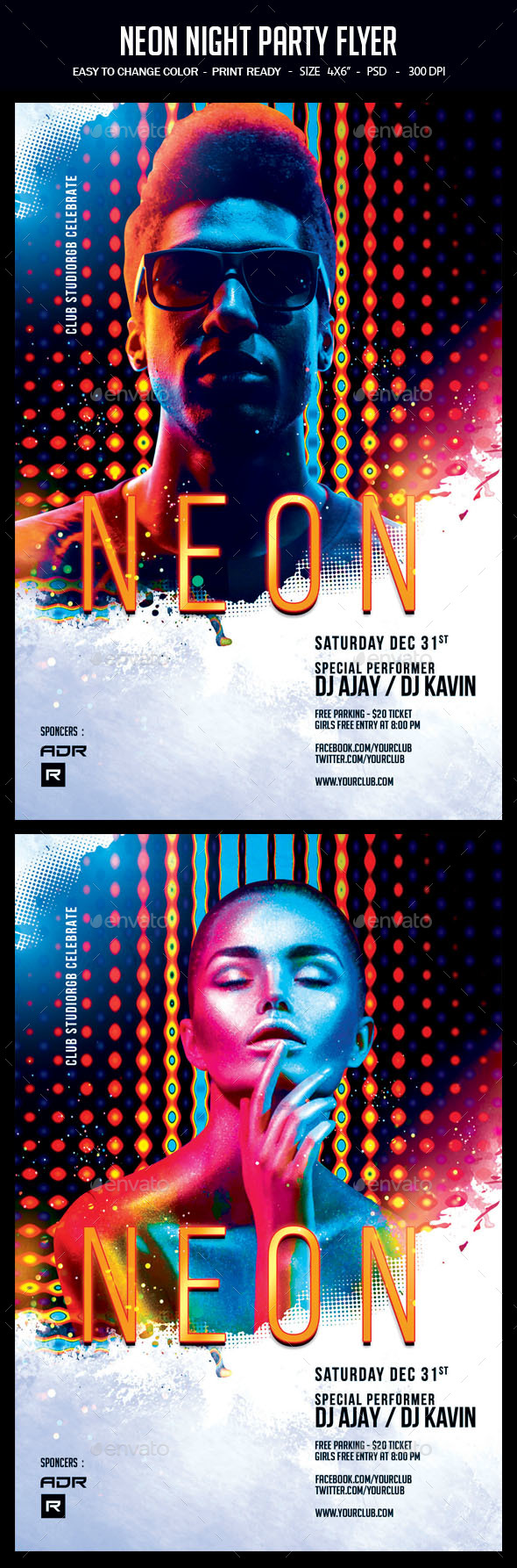  Neon Night Party Flyer 