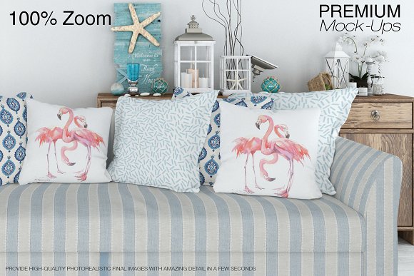 Sofa & Pillows Set - Coastal Style