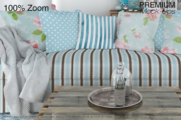 Sofa & Pillows Set - Coastal Style