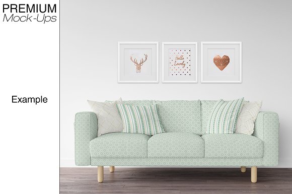 Sofa, Pillows & Frames Mockup Pack