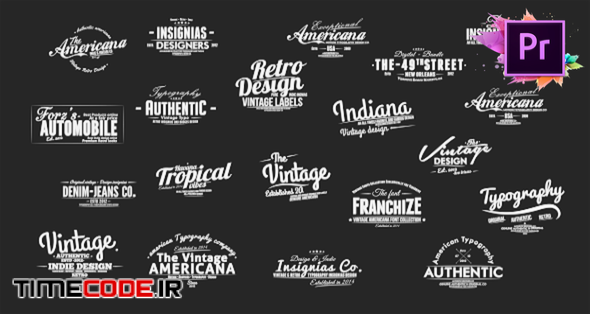  Vintage Typography Pack 26 Animated Badges | Mogrt 