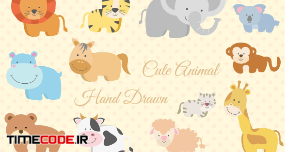 12 Animal Hand Drawn