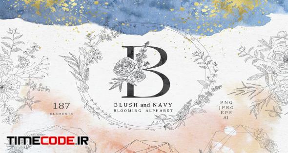 Blush amp Navy Blooming Alphabet