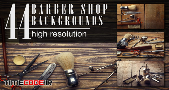 Barber shop wooden backgrounds JPG set