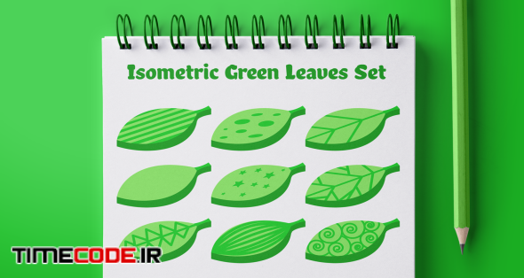 Isometric Green Leaves Set