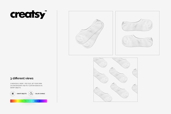 Download دانلود موکاپ جوراب پاپوش زنانه No show Socks Mockup Set ...