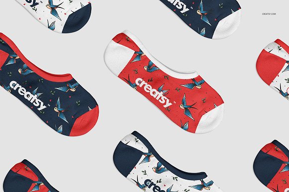 Download دانلود موکاپ جوراب پاپوش زنانه No show Socks Mockup Set ...