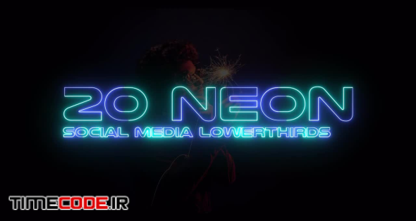 20 Neon Social Media Lower Third