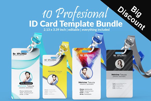 ID Card Bundle Template 10 Cards