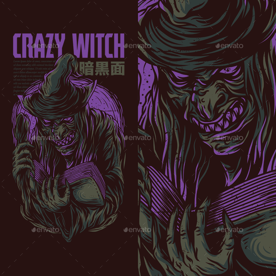 Crazy Witch T-Shirt Design