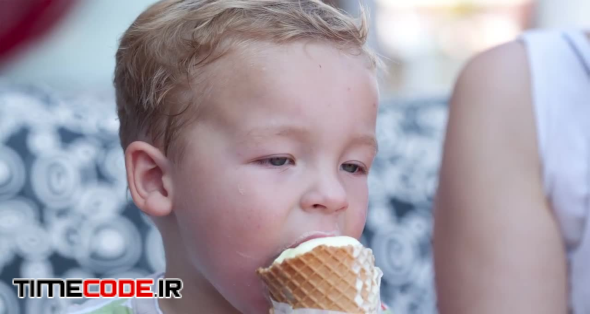 Little Boy Enjoying Ice Cream