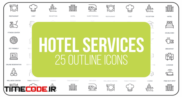 Hotel Service - 25 Outline Icons