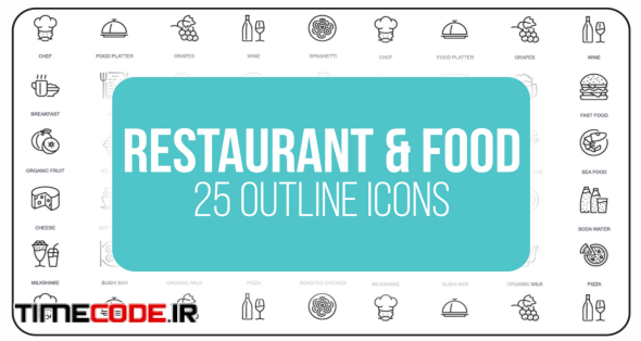 Restaurant And Food - 25 Outline Icons