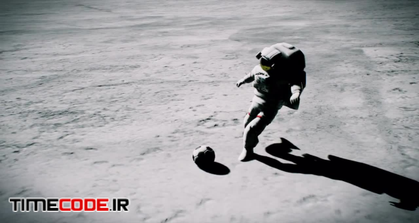 Two Astronauts Play Moon Football