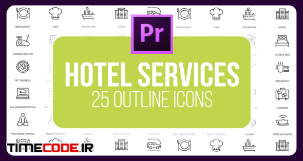Hotel Services - 25 Outline Icons