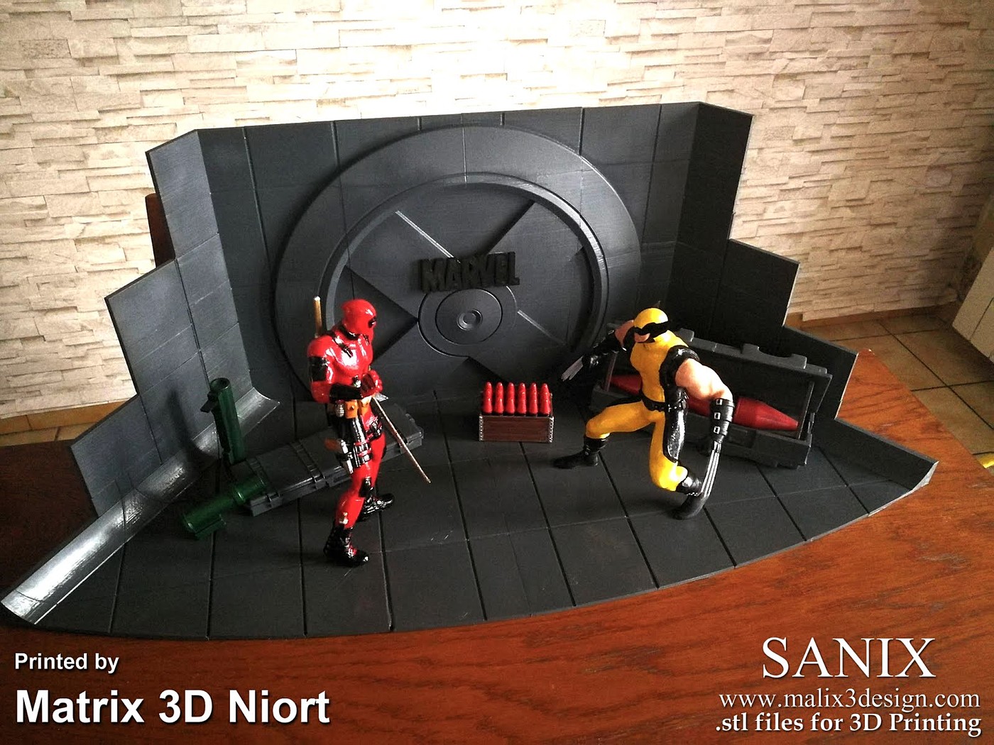 Xmen Diorama Deadpool vs Wolverine 3D Print Model