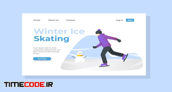 Winter Ice Skating Landing Page Illustration
