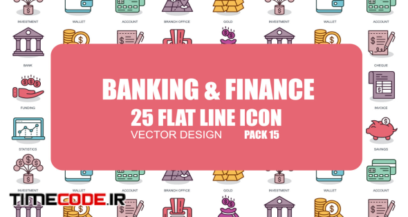 Banking & Finance - 25 Flat Line Icons
