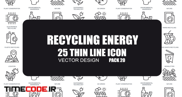 Recycling Energy - 25 Thin Line Icons