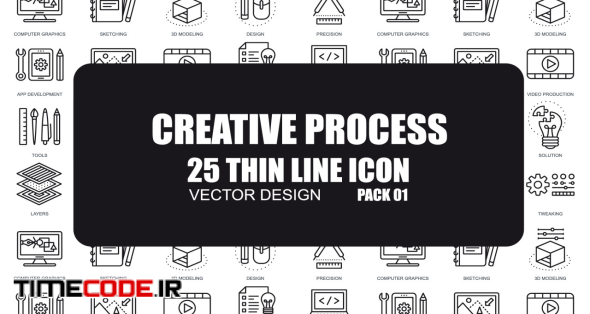 Creative Process - 25 Thin Line Icons