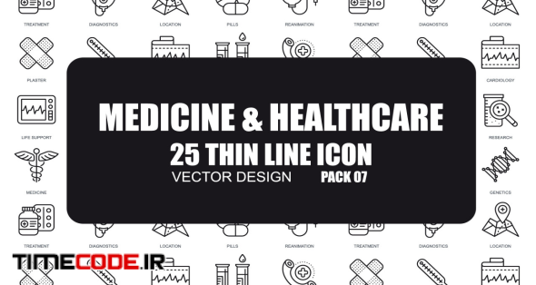 Medicine & Healthcare - 25 Thin Line Icons