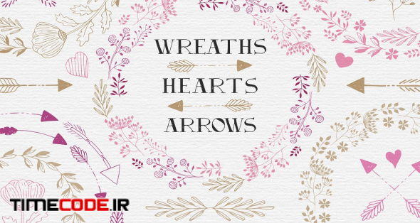 Wreaths, Hearts, Arrows - EPS & PNG