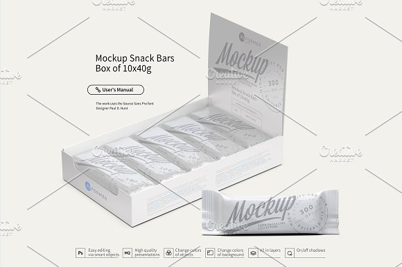 Mockup Snack Bars Box Of 10x40g