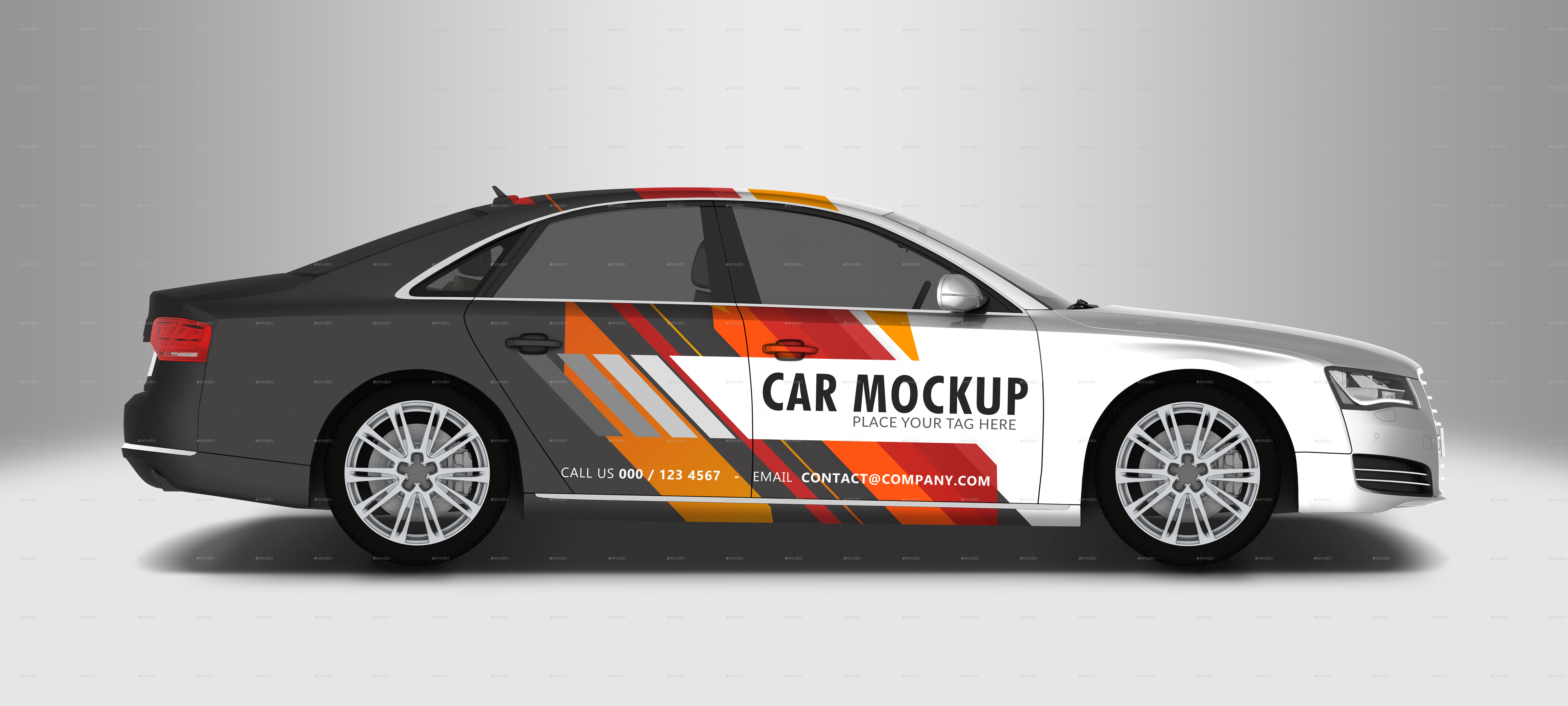 Car Mockup Based On Audi A8 - 5 In 1