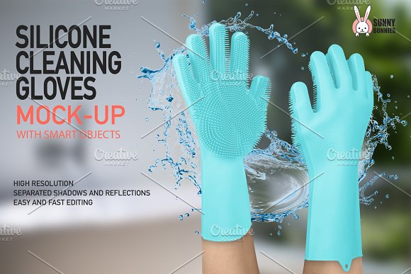 SILICONE CLEANING GLOVES MOCK-UP