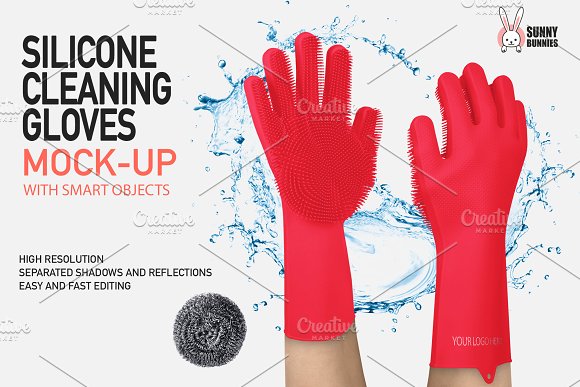 SILICONE CLEANING GLOVES MOCK-UP