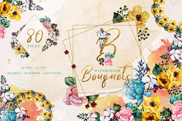 Bouquets Yellow Watercolor Png