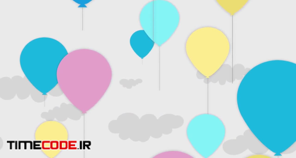 Pastel Animated Balloons Flying Up