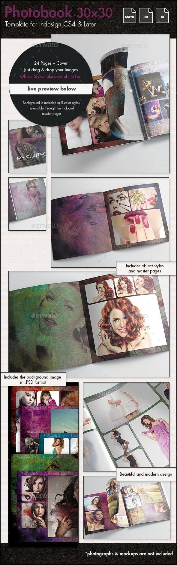 Photobook Fashion Album Template - 30x30cm