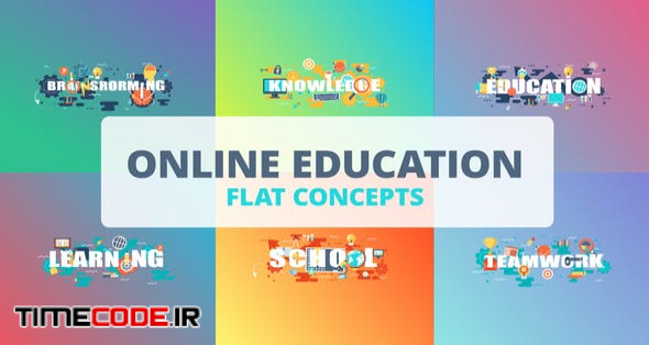  Online Education - Typography Flat Concept 