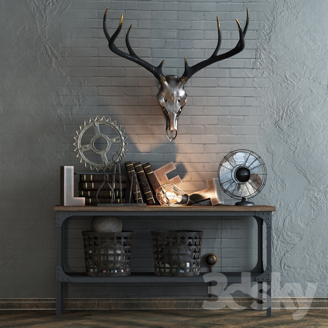 Decorative Set With A Deer Skull