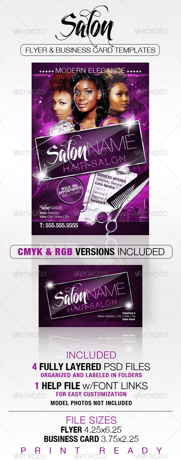 Salon Flyer And Business Card Templates