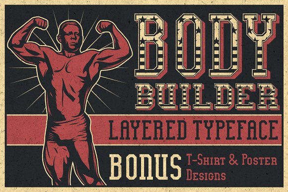Bodybuilder Layered Font + Bonus