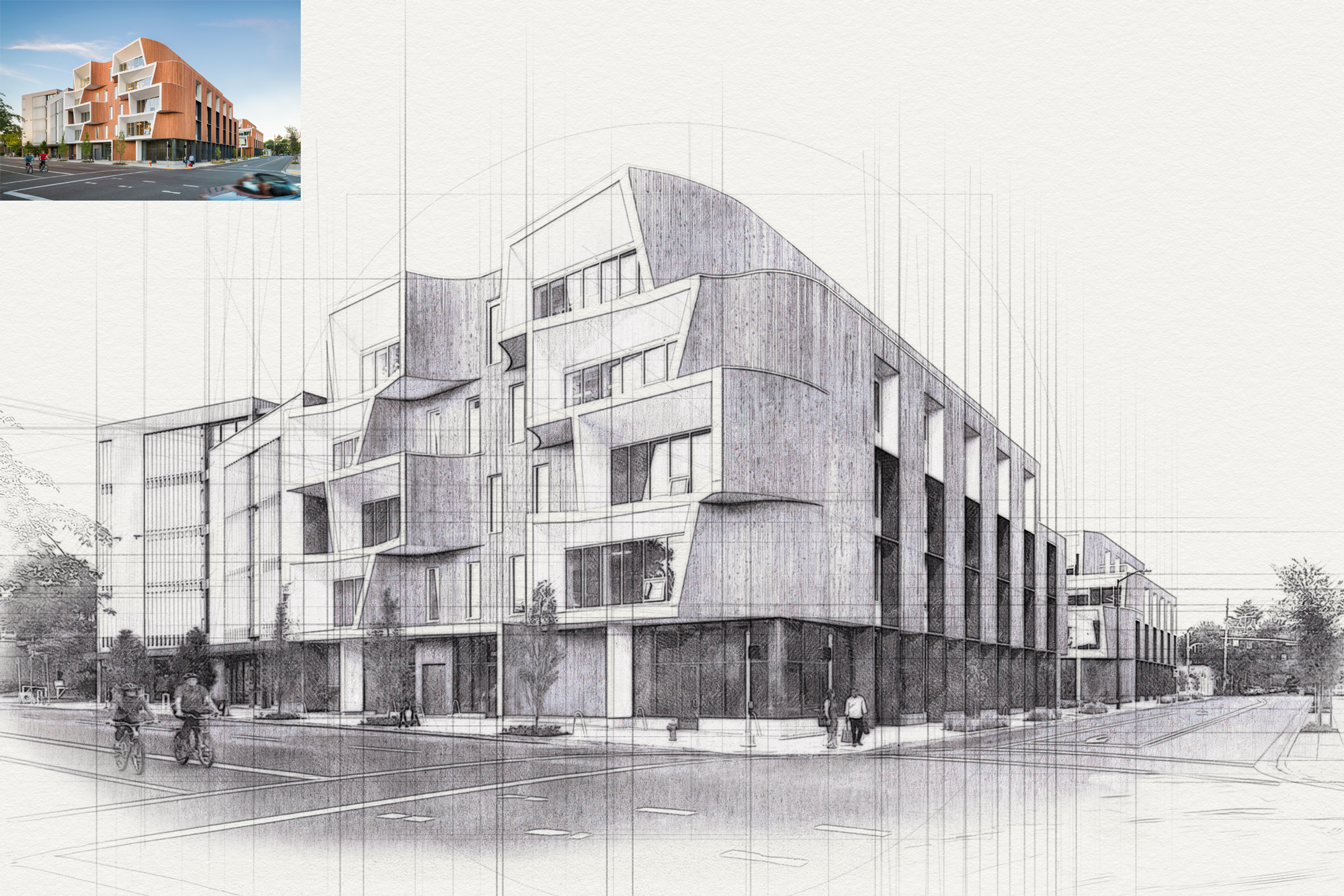 دانلود اکشن فتوشاپ : اسکیس معماری Pencil Architecture Sketch Photoshop