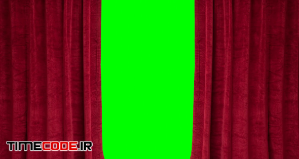 Red stage curtain opening with alpha channel