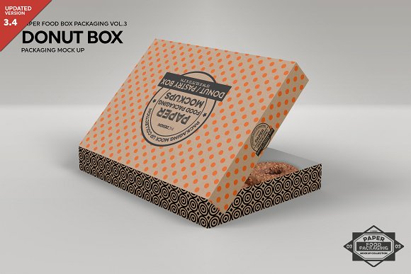 Download دانلود موکاپ بسته بندی جعبه دونات Donut Box Packaging Mockup 1211264 | تایم کد