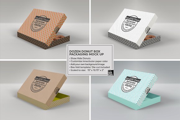 Download دانلود موکاپ بسته بندی جعبه دونات Donut Box Packaging ...