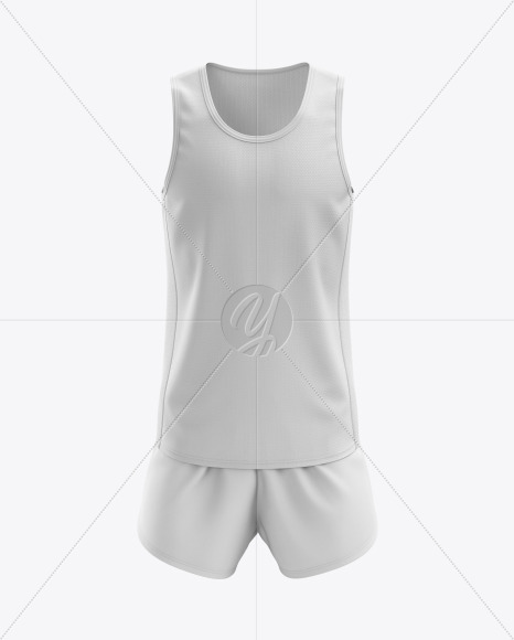 Men’s Running Kit mockup (Front View) in Apparel Mockups on Yellow Images Object Mockups