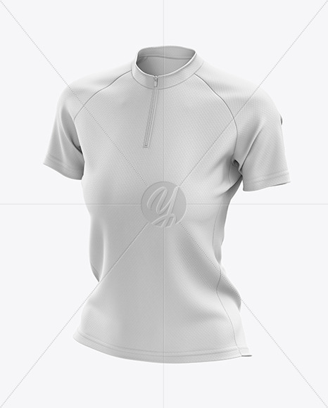Women’s Cross Country Jersey mockup (Half Side View) in Apparel Mockups on Yellow Images Object Mockups