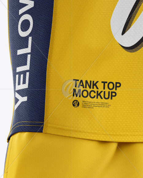 Men’s Running Kit mockup (Right Half Side View) in Apparel Mockups on Yellow Images Object Mockups