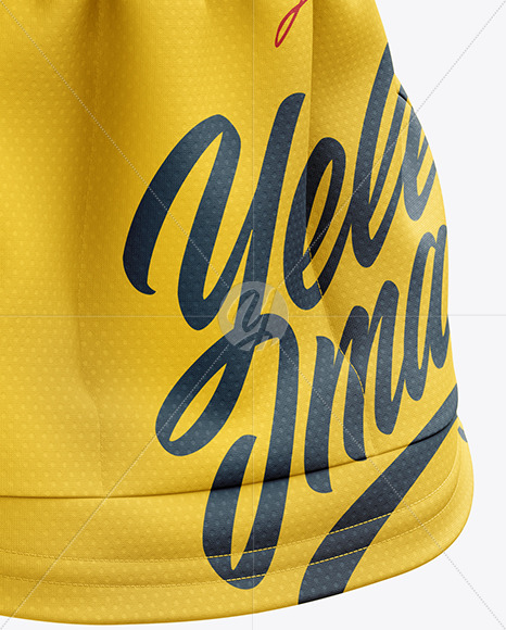 Women’s Cross Country Jersey mockup (Back Half Side View) in Apparel Mockups on Yellow Images Object Mockups