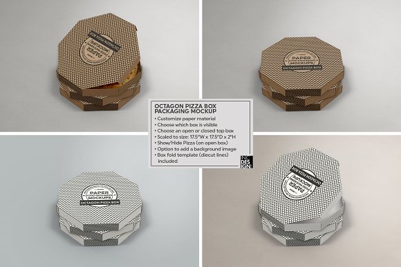 Download دانلود موکاپ بسته بندی پیتزا Octagon Pizza Box Packaging Mockup 1018325 - تایم کد | مرجع دانلود ...